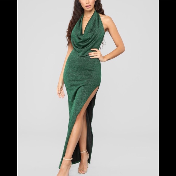 Fashion Nova Dresses & Skirts - Making Me Sparkle Green Metallic Dress